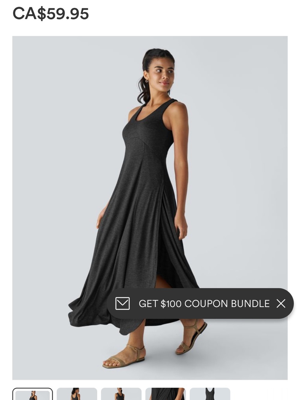 HALARA Black Scoop Neck Maxi Dress